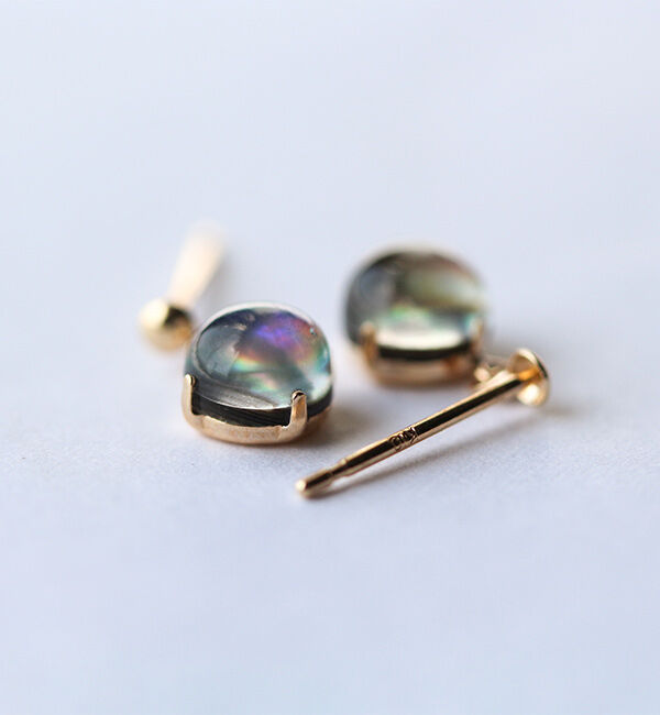 「クリスタル / 黒蝶貝 ピアス | K10YG」|ピアス|