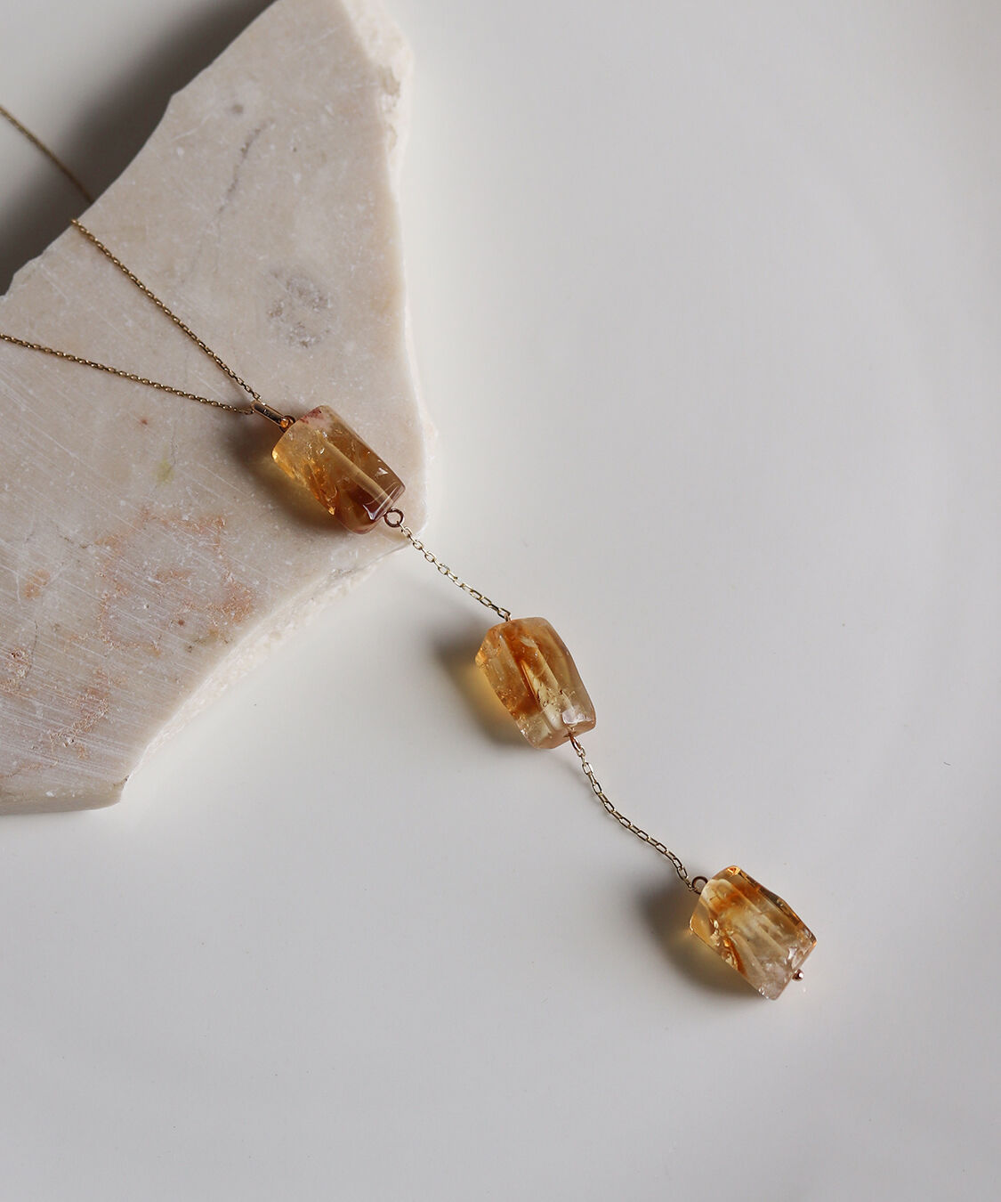  「ファントムシトリン チェーン タイネックレス | K10YG 」|ネックレス|K10 イエローゴールド