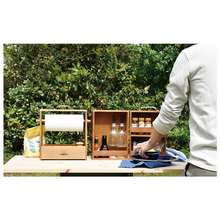 BACKYARD FAMILY「スパイスボックス キャンプ 通販 キッチンペーパーホルダー 調味料ラック 木製 持ち運び」|食器・キッチングッズ|