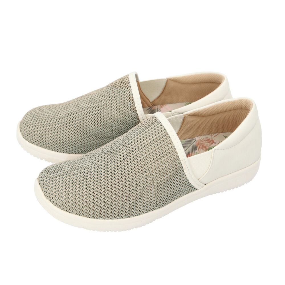 BACKYARD FAMILY「パンジー 靴 4e 通販 スニーカー レディース 軽量 幅広 抗菌 防臭 加工 履きやすい」|スリッポン|グリーン1