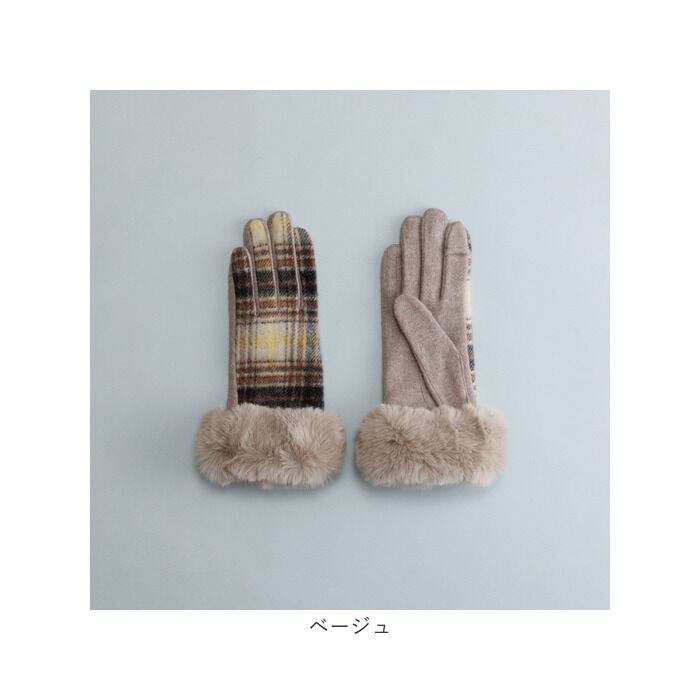 BACKYARD FAMILY「クロダ 手袋 レディース 通販 グローブ 手ぶくろ 暖かい かわいい タータンチェック 通勤 通学」|手袋|