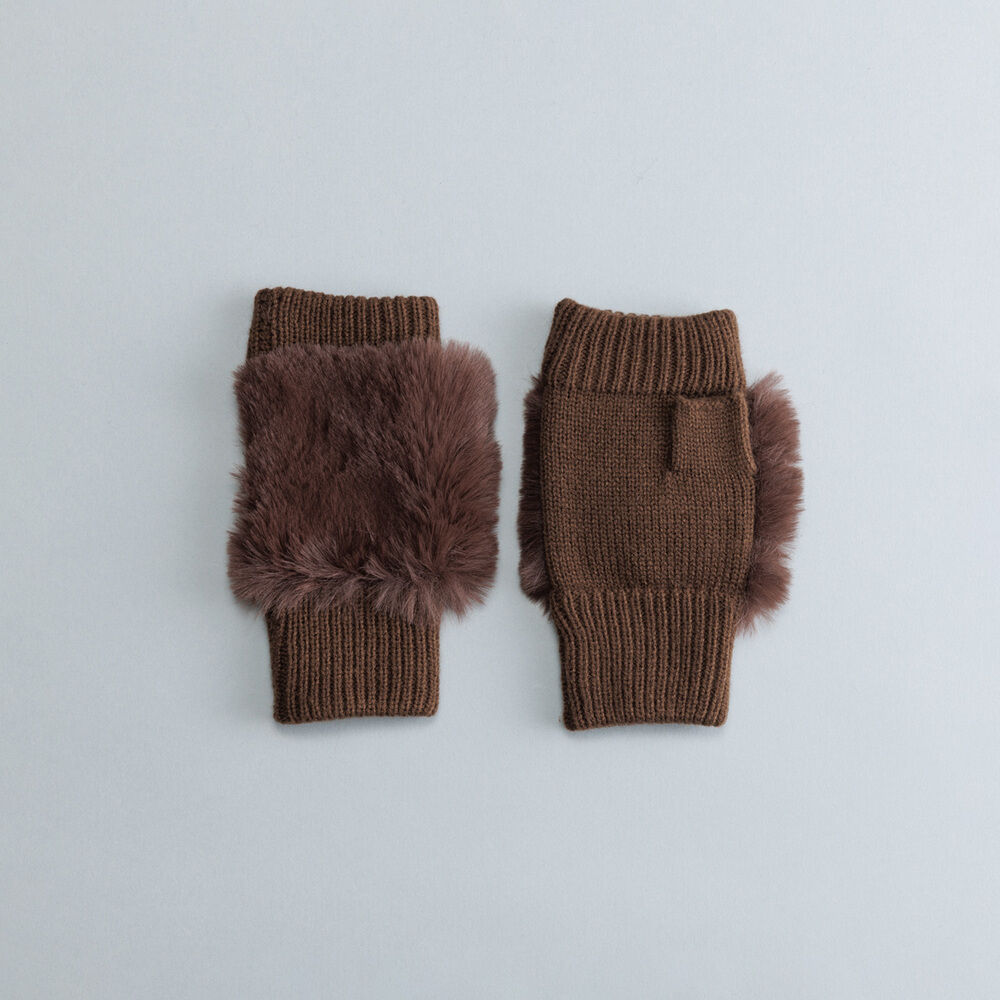 BACKYARD FAMILY「クロダ 手袋 レディース 通販 グローブ 手ぶくろ 指なし ハンドウォーマー ハンドカバー 暖かい」|手袋|ブラウン1