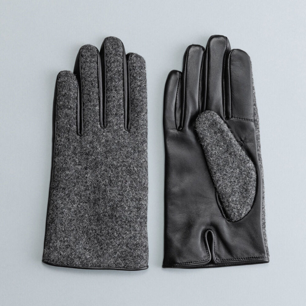 BACKYARD FAMILY「ハリスツイード 手袋 メンズ 通販 Harris Tweed グローブ 手ぶくろ 防寒 抗菌 通勤」|手袋|グレー1