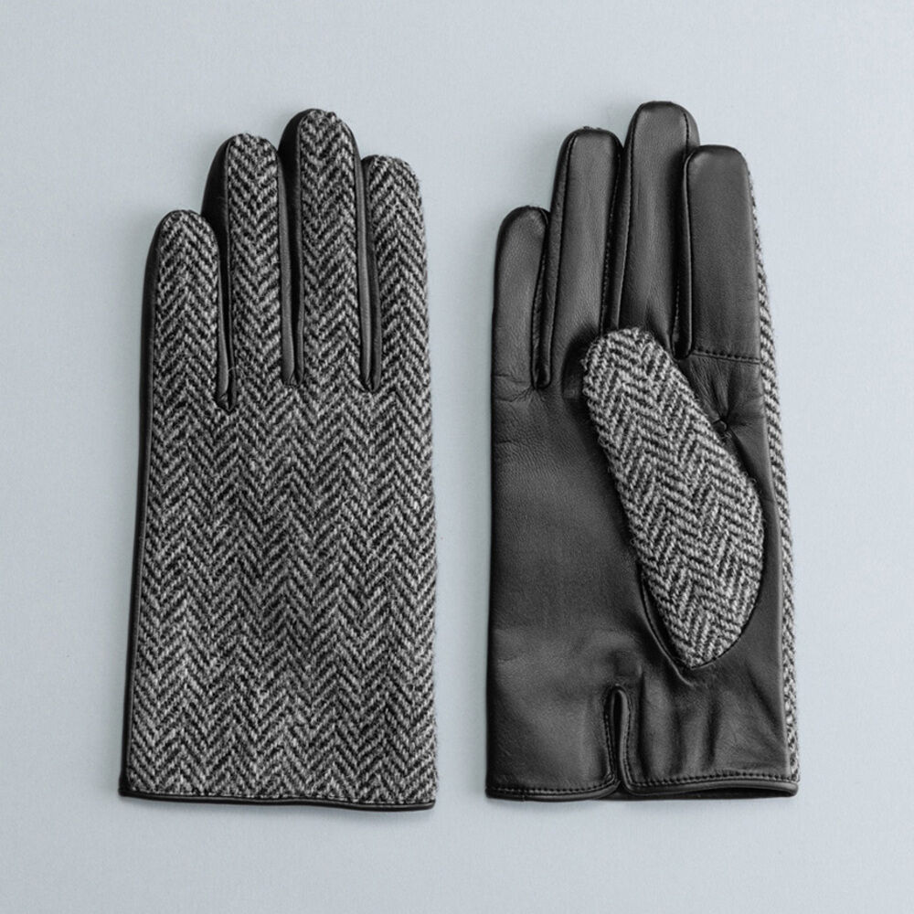 BACKYARD FAMILY「ハリスツイード 手袋 メンズ 通販 Harris Tweed グローブ 手ぶくろ 防寒 抗菌 通勤」|手袋|グレー2