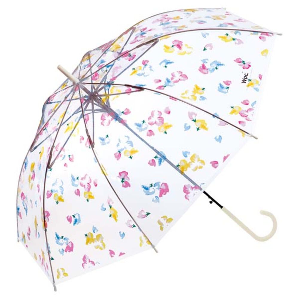 Wpc.「wpc 傘 ビニール傘 通販 レディース ジャンプ 透明 耐風 長傘 雨傘 ジャンプ傘 オシャレ」|傘|ホワイト1
