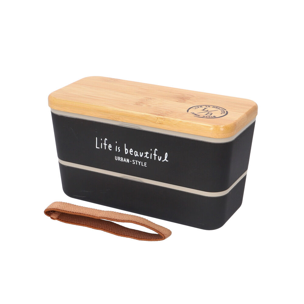 BACKYARD FAMILY「弁当箱 2段 通販 日本製 730ml ランチボックス 2段弁当箱 入れ子式 レンジ対応」|食器・キッチングッズ|ブラック1