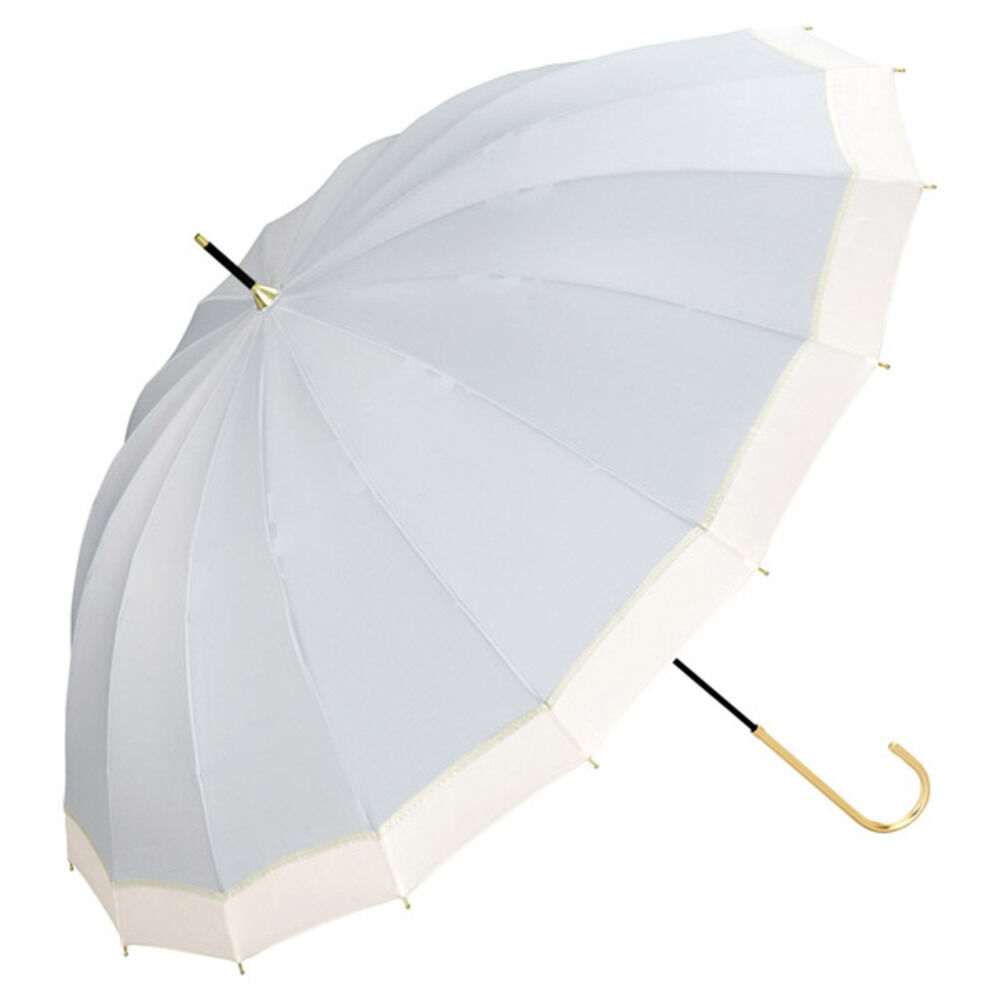 BACKYARD FAMILY「雨傘 長傘 レディース 通販 傘 長雨傘 手開き 55cm 16本骨 晴雨兼用 紫外線対策」|傘|ホワイト1