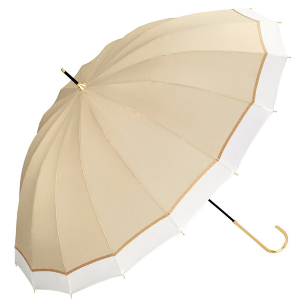 BACKYARD FAMILY「雨傘 長傘 レディース 通販 傘 長雨傘 手開き 55cm 16本骨 晴雨兼用 紫外線対策」|傘|ベージュ2