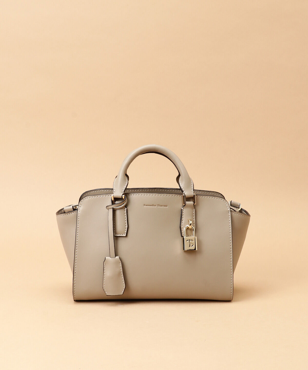 Samantha Thavasa「サマンサ スプリットミア 小サイズ」|ハンドバッグ|グレージュ