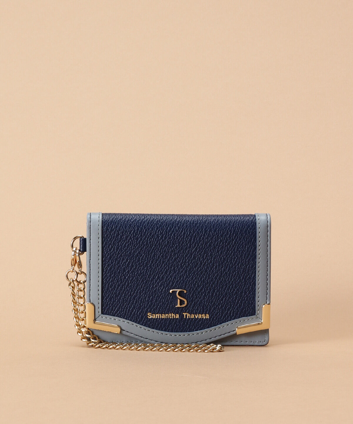 Samantha Thavasa「バイカラーエッジ パスケース」|定期入れ|ネイビー