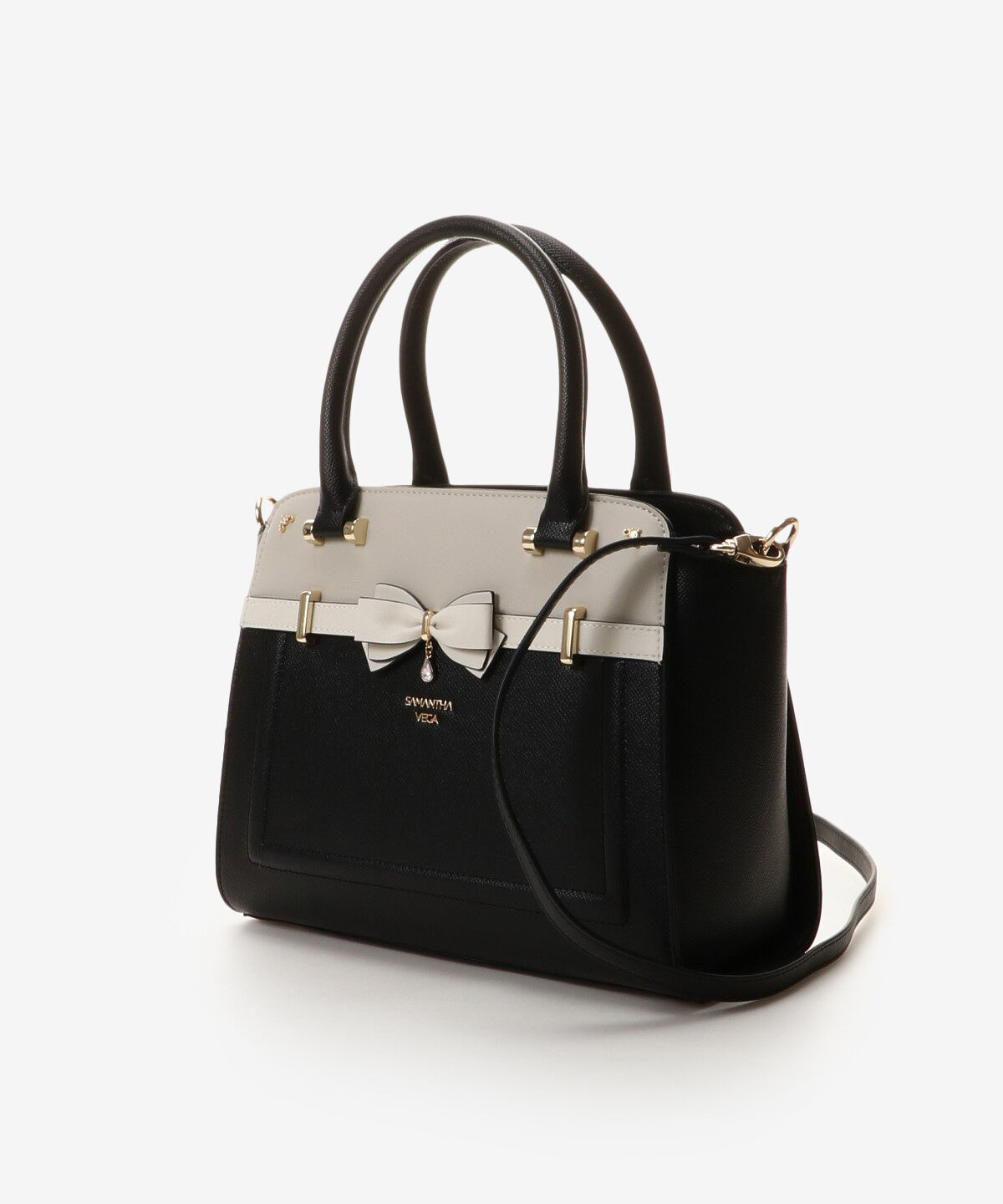 Samantha Vega「バイカラーアクセントリボントートバッグ」|ハンドバッグ|