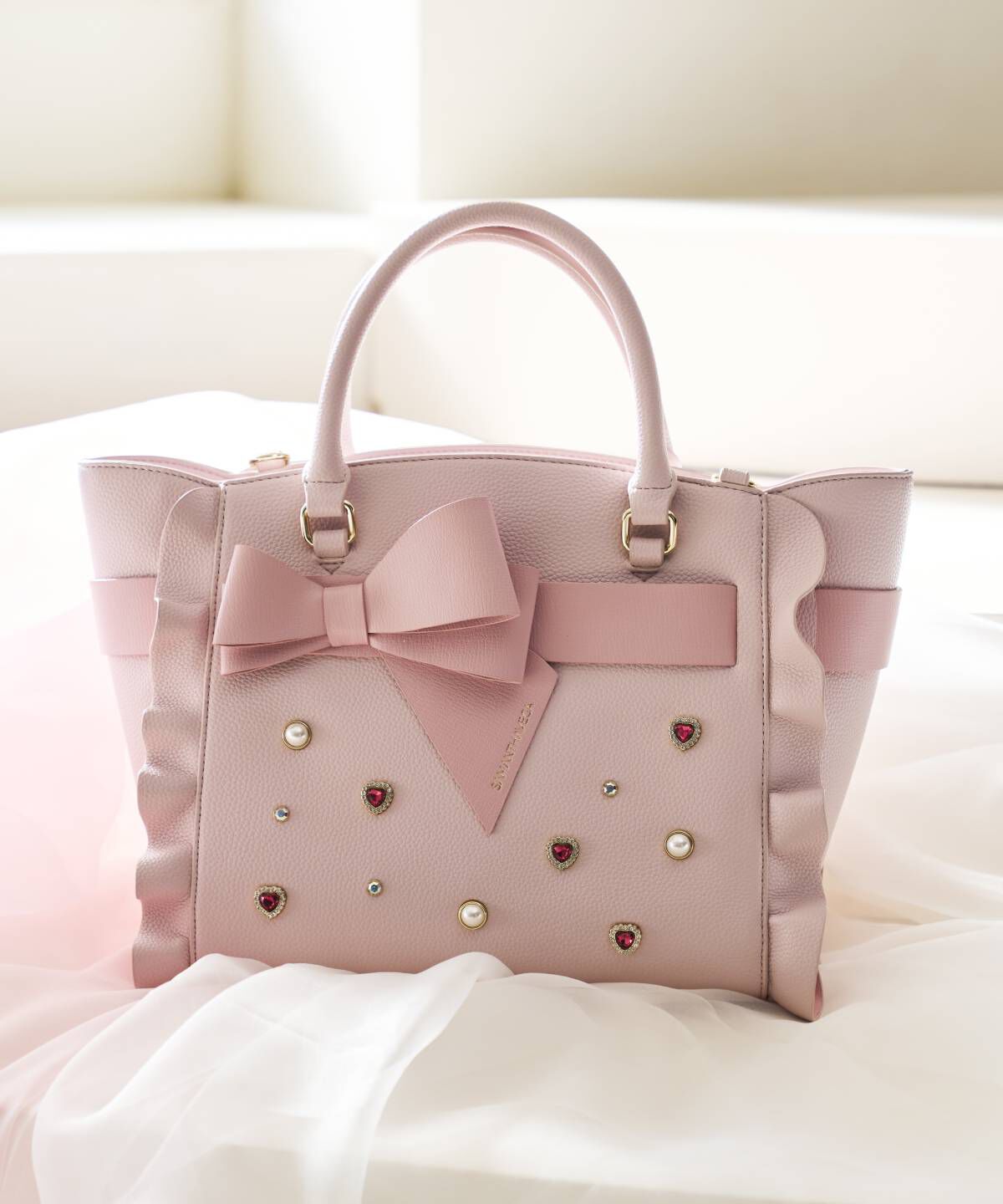 Samantha Vega「ブロッサムリボンフラッター（小）」|ハンドバッグ|ピンク