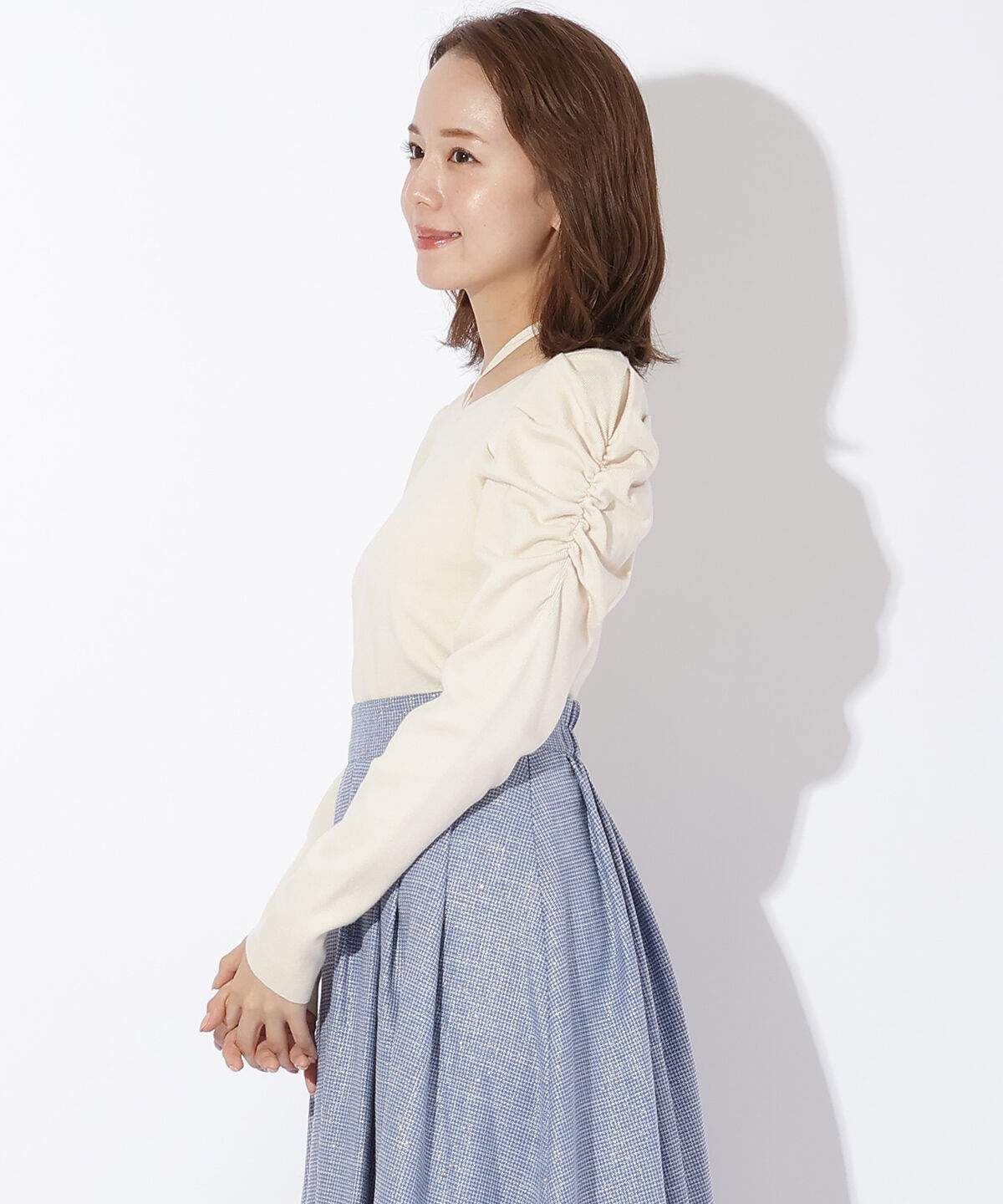 アンドクチュール「スクエアネックホルターリボンプルオーバー」|ニット・セーター|