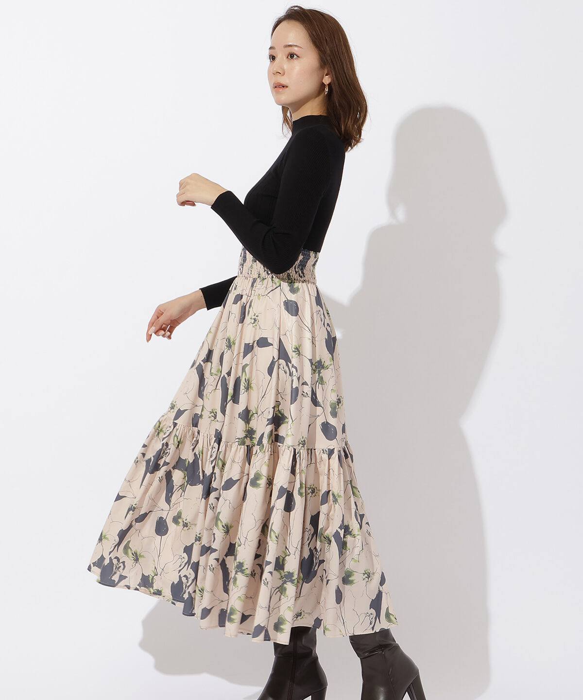 アンドクチュール「デジタルフラワードッキングワンピース」|ワンピース|