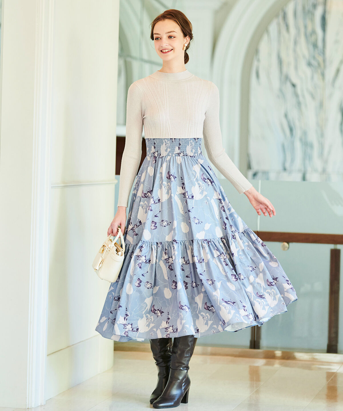 アンドクチュール「デジタルフラワードッキングワンピース」|ワンピース|