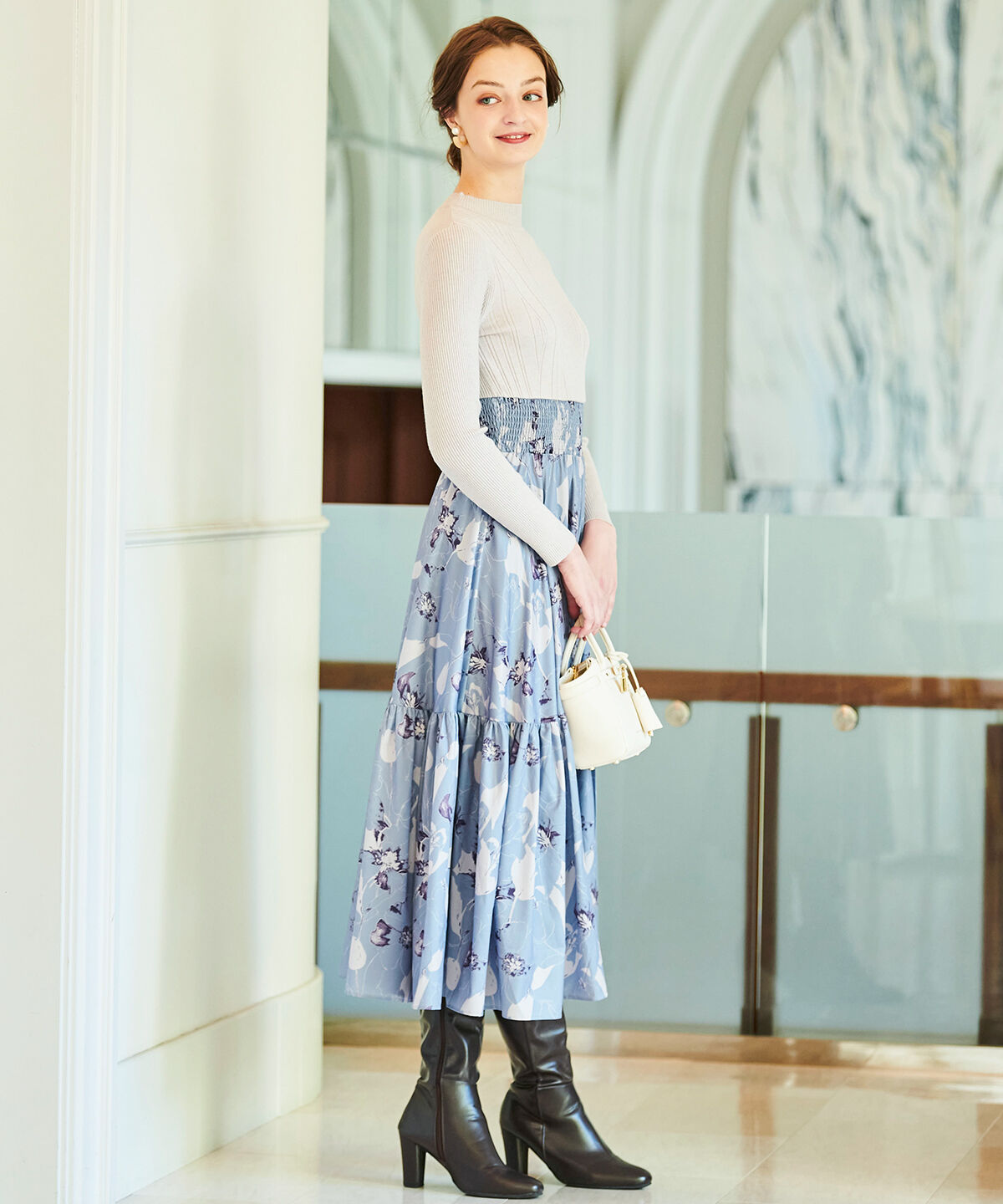 アンドクチュール「デジタルフラワードッキングワンピース」|ワンピース|