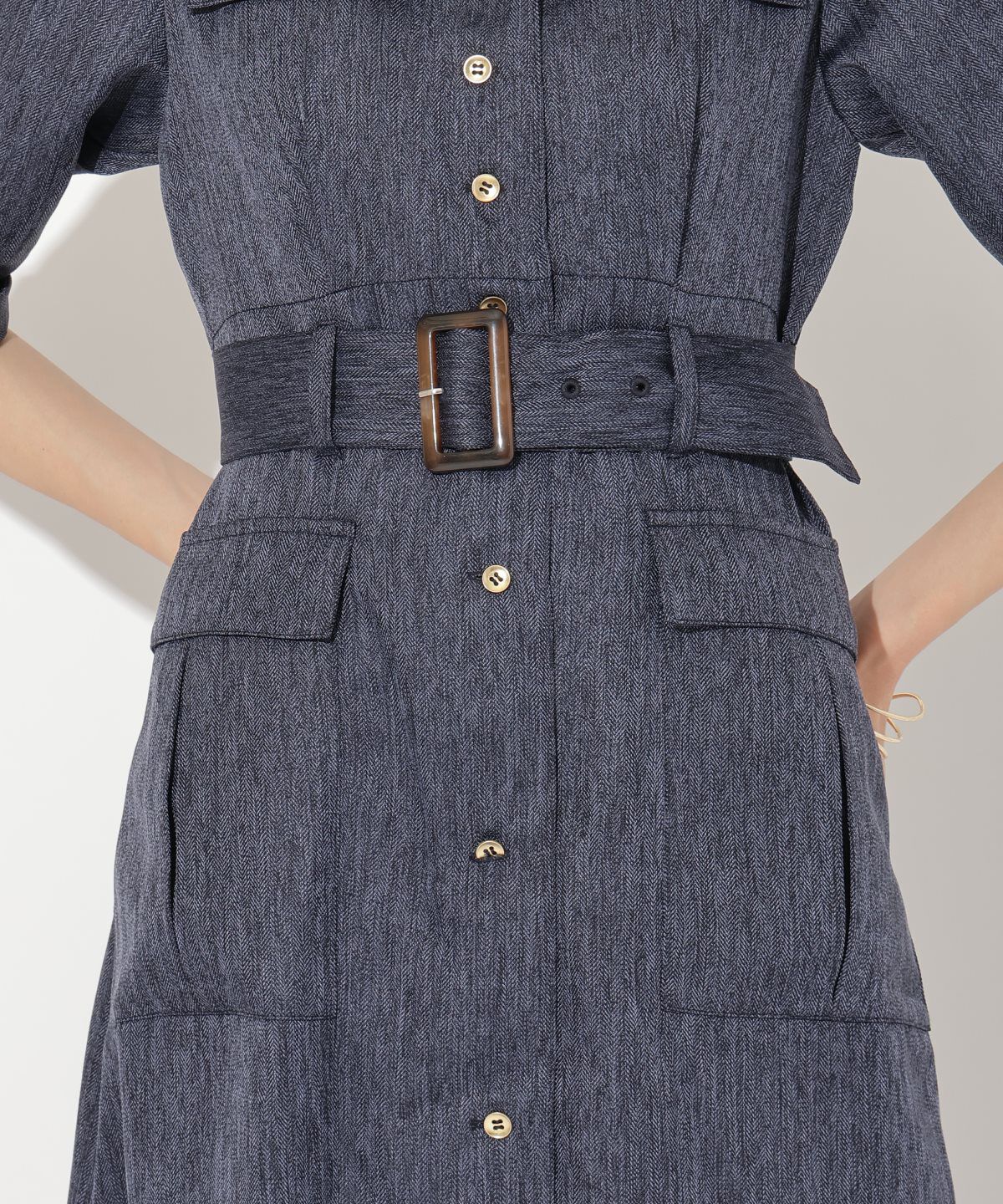 アンドクチュール「5分袖カーゴシャツワンピース」|ワンピース|