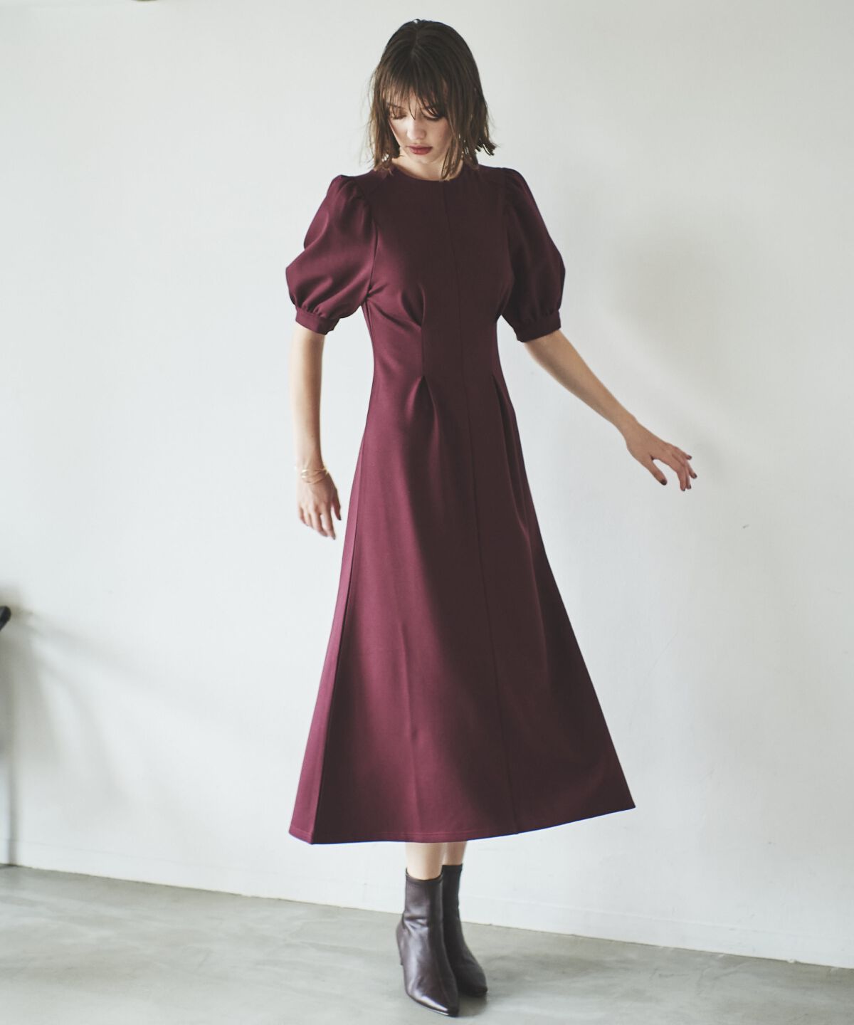 アンドクチュール「ポンチウエストタックワンピース」|ワンピース|