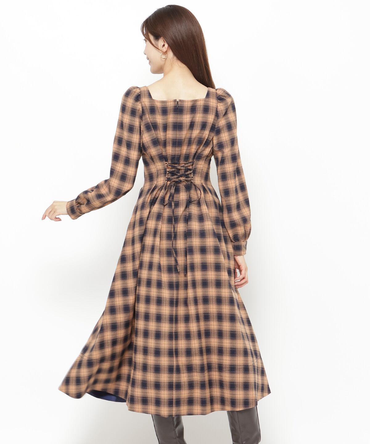 アンドクチュール「チェックウエストタックワンピース」|ワンピース|