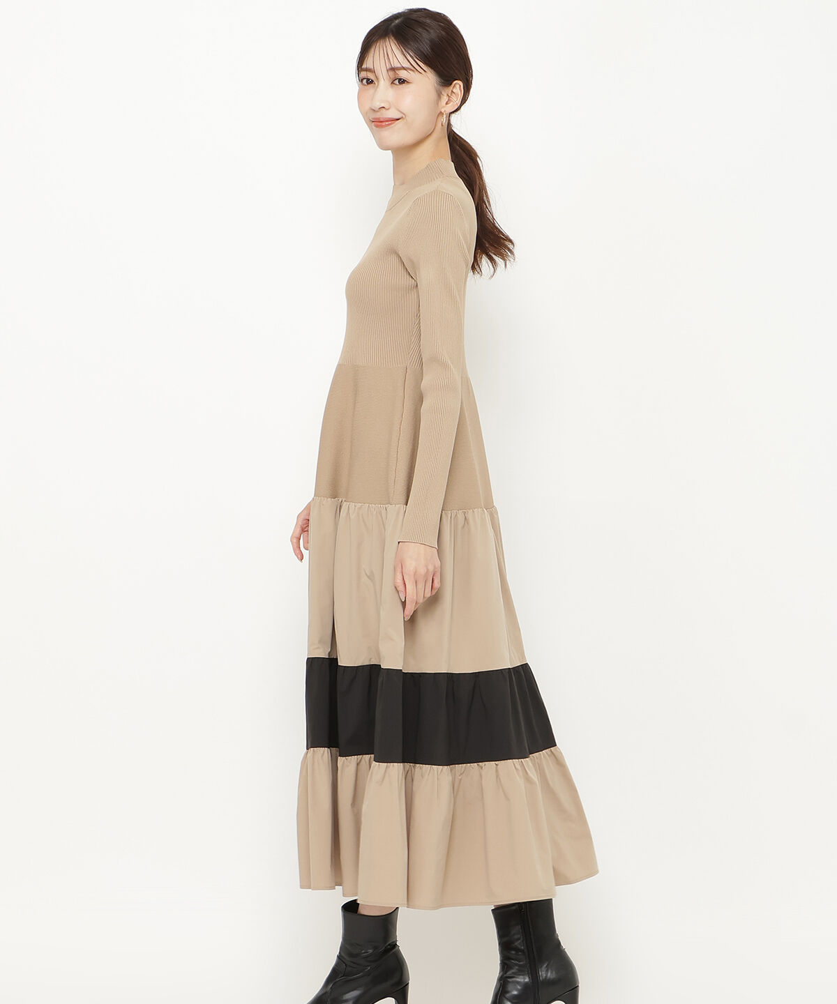 アンドクチュール「布帛ティアードドッキングワンピース」|ワンピース|