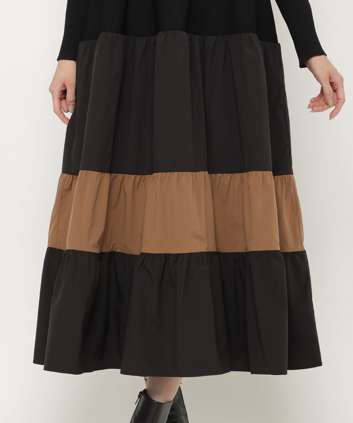 アンドクチュール「布帛ティアードドッキングワンピース」|ワンピース|