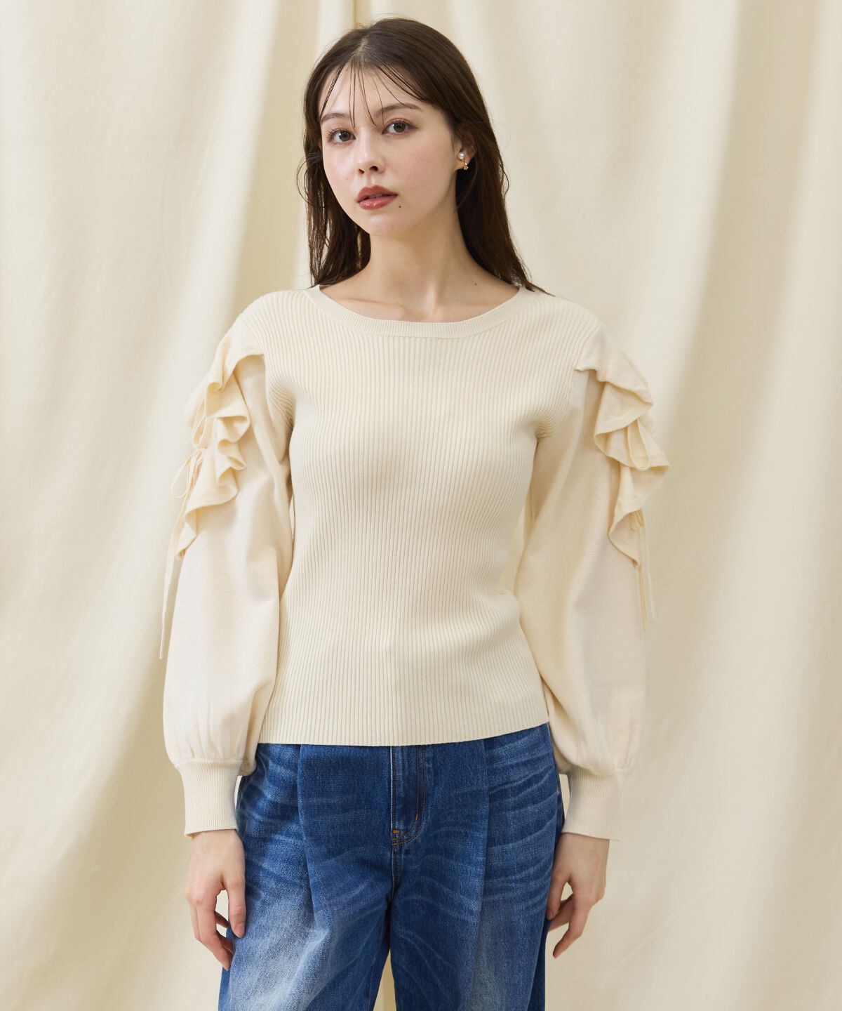 アンドクチュール「袖フリルニット」|ニット・セーター|
