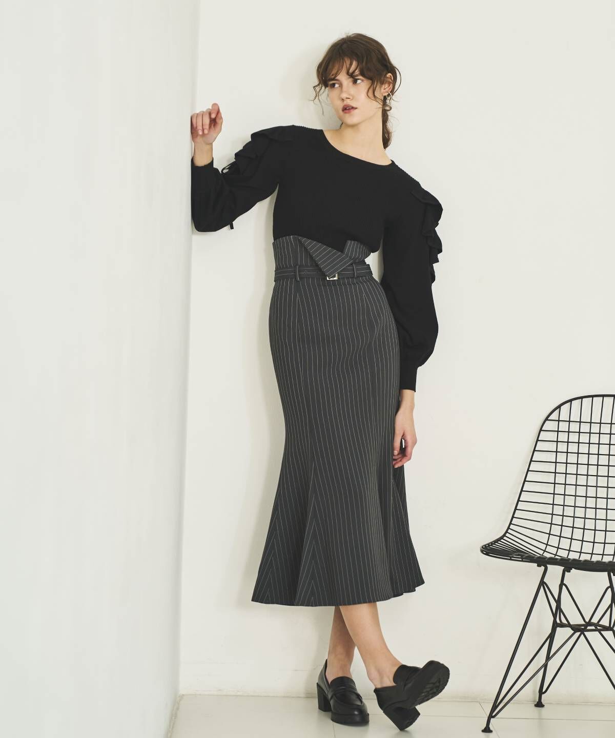 アンドクチュール「袖フリルニット」|ニット・セーター|