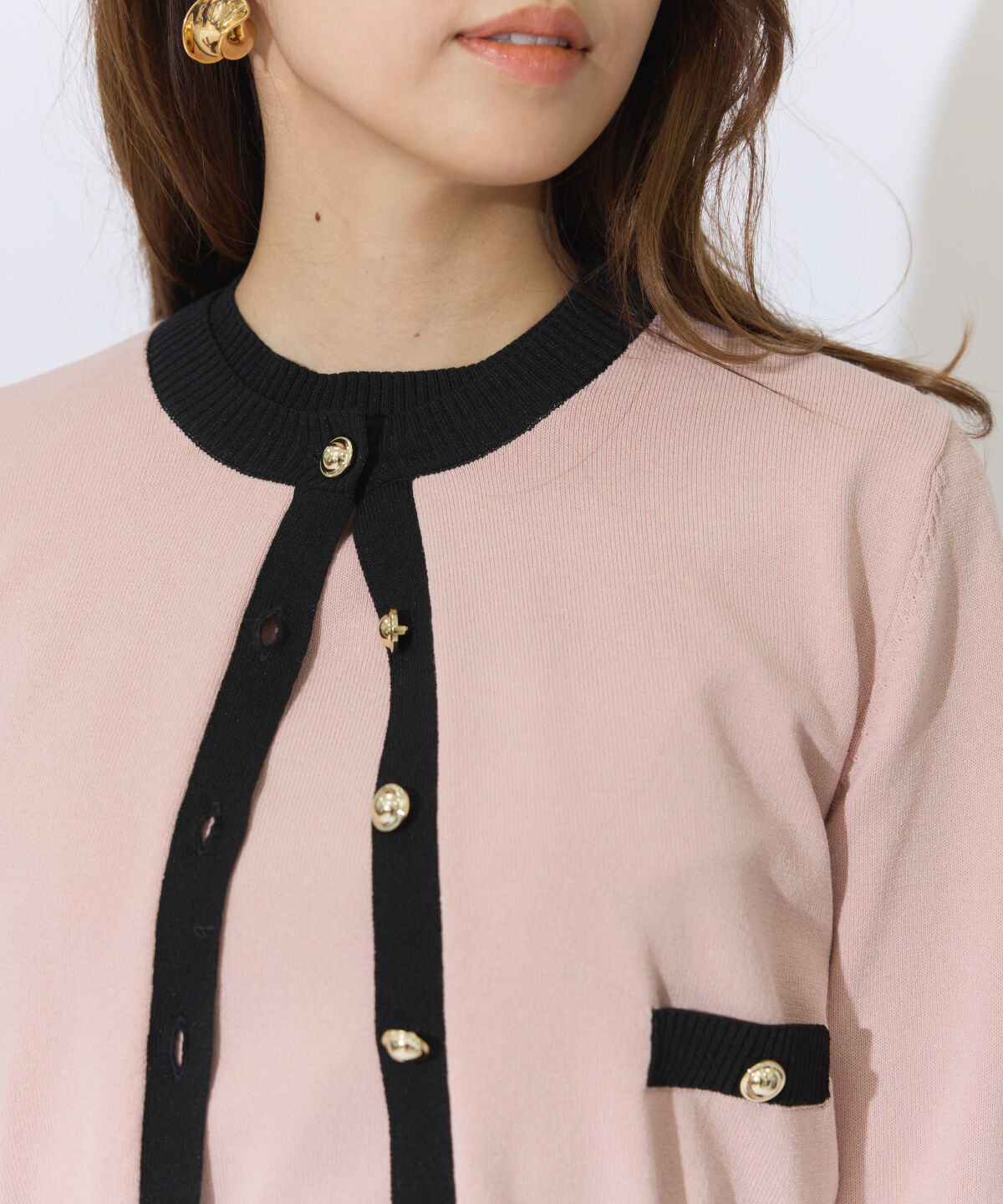 アンドクチュール「配色ニットアンサンブル」|カーディガン|