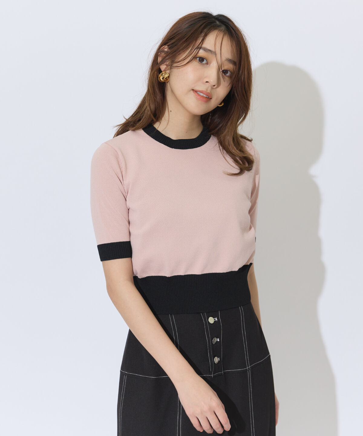 アンドクチュール「配色ニットアンサンブル」|カーディガン|