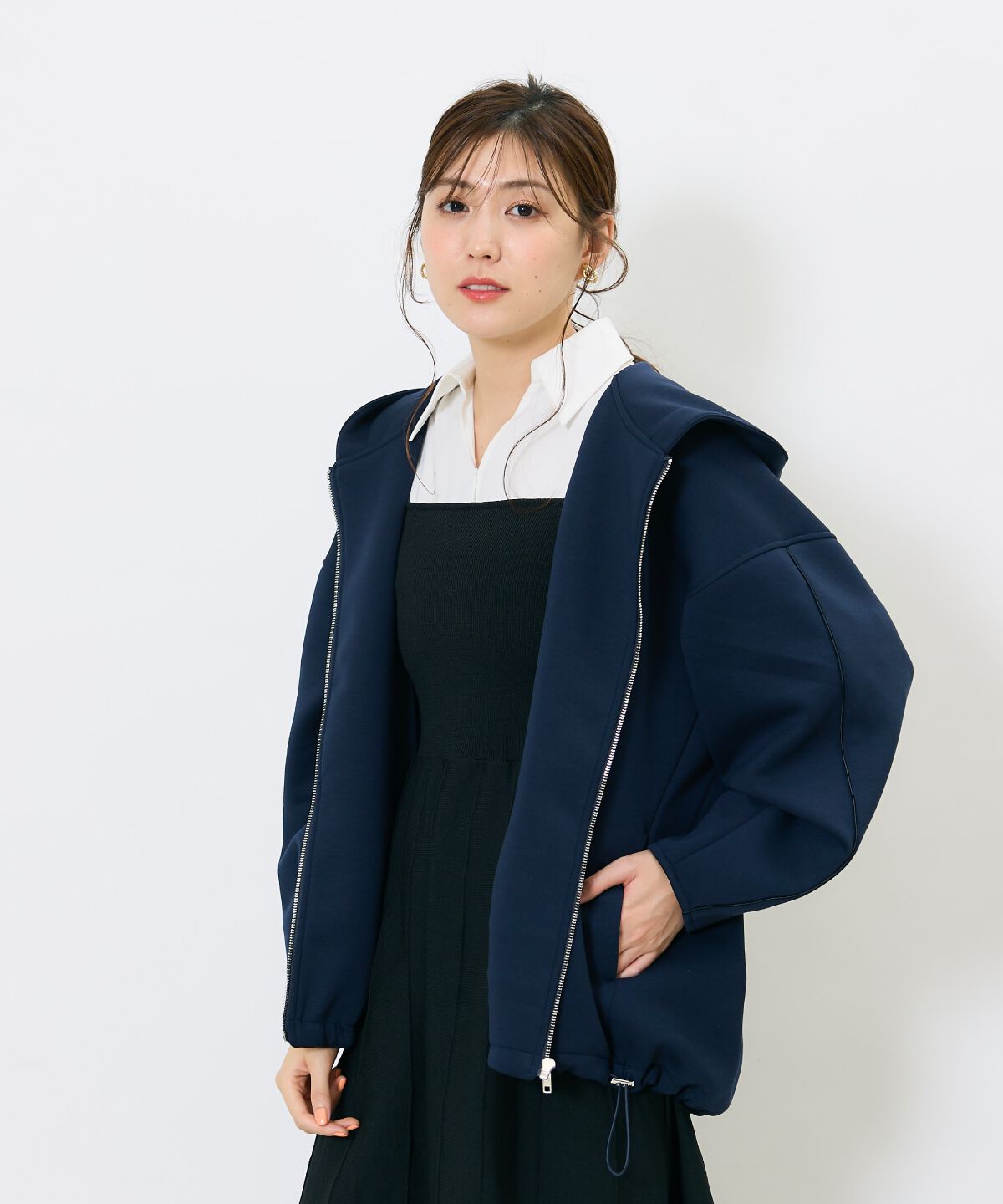 アンドクチュール「ダンボールポンチフーディーブルゾン」|ブルゾン・スタジャン|