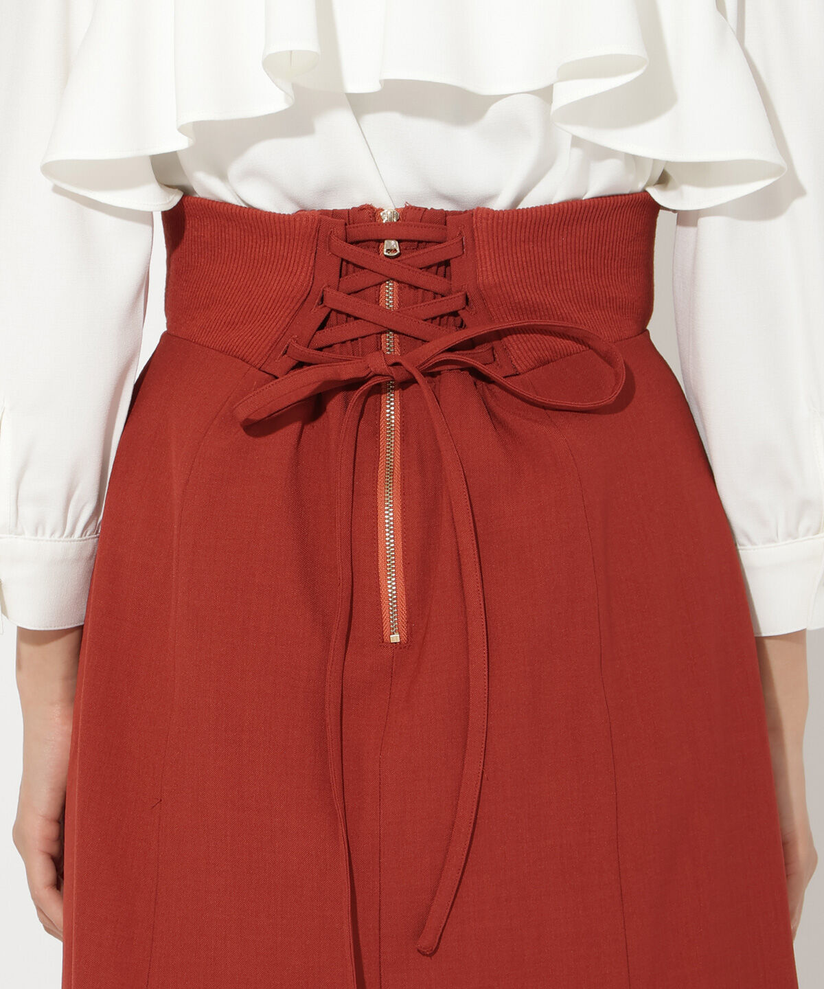 アンドクチュール「サイドリブラッフルマーメイドスカート」|フレア|