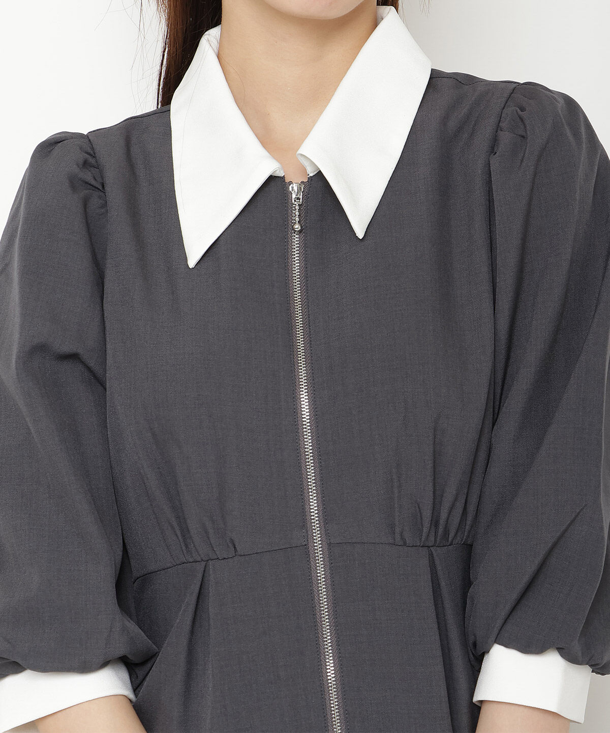 REDYAZEL「バイカラーフロントジップミニワンピース」|ワンピース|