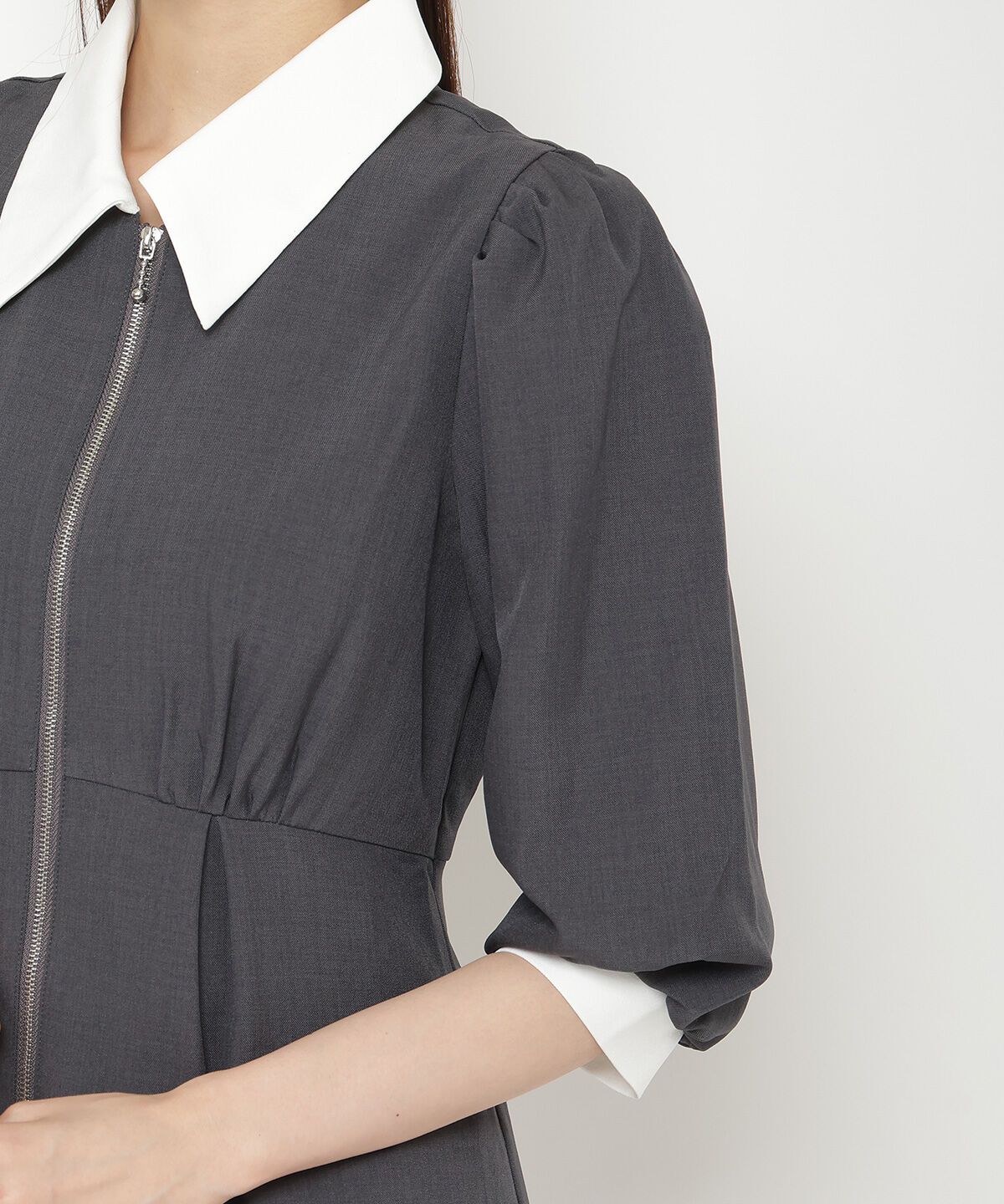 REDYAZEL「バイカラーフロントジップミニワンピース」|ワンピース|