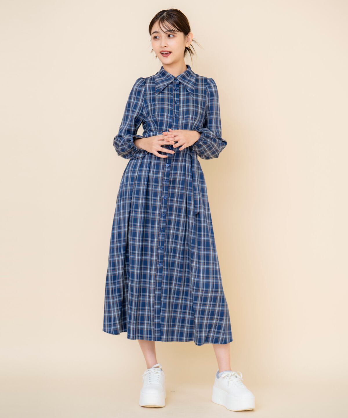 REDYAZEL「チェックシャツワンピース」|ワンピース|ブルー