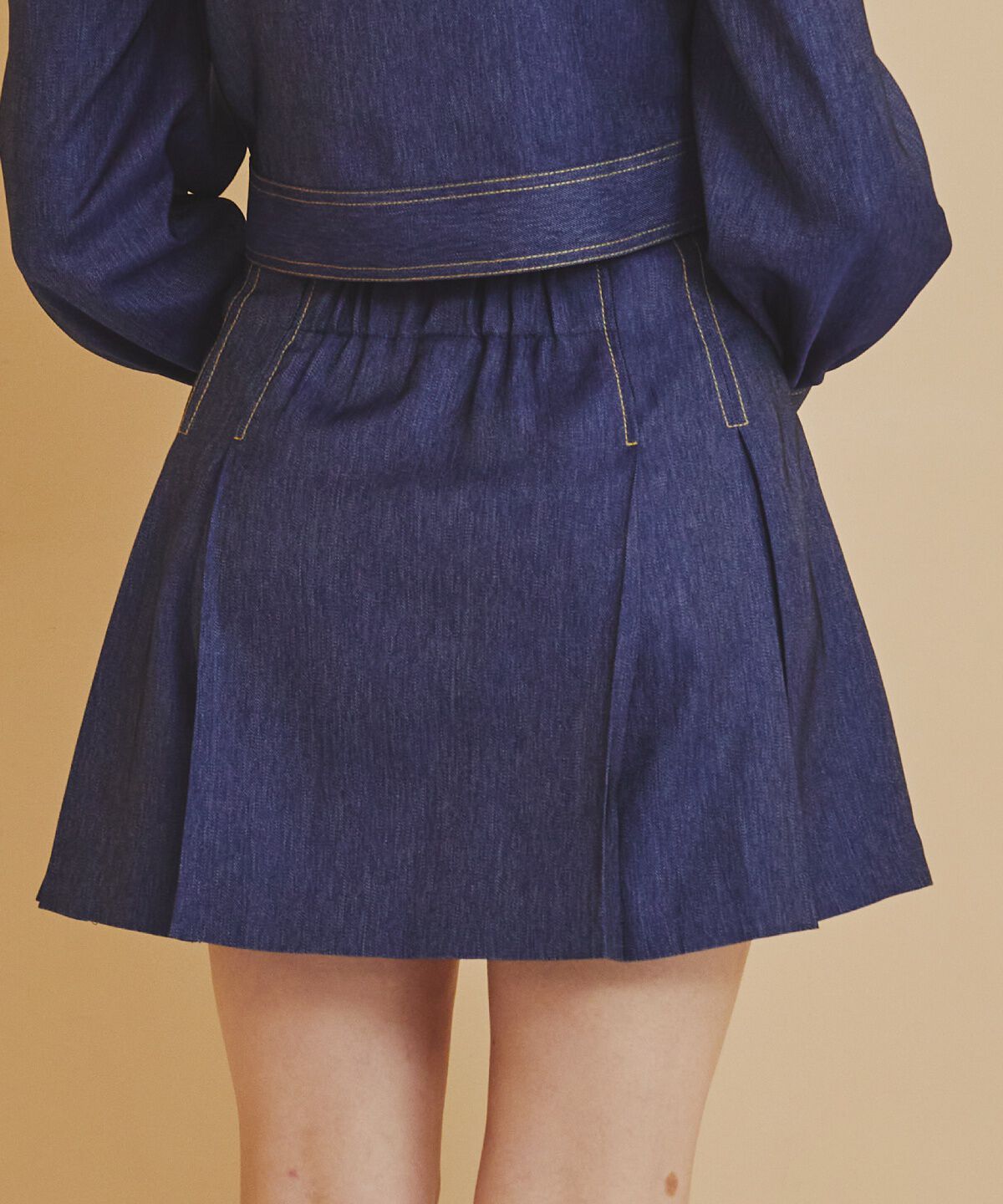 REDYAZEL「デニムライクタックプリーツミニスカート」|フレア|