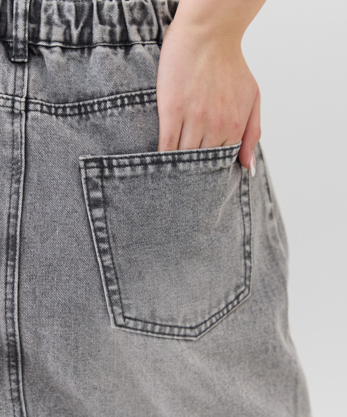 REDYAZEL「リメイク風フリンジヘムデニムロングスカート」|タイト|