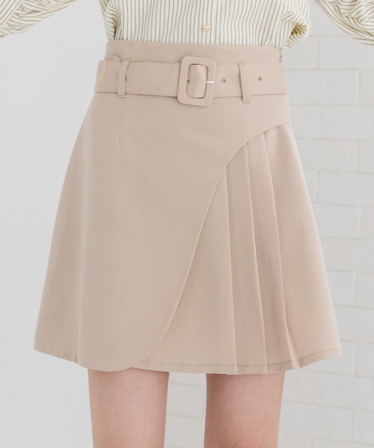 REDYAZEL「ラップデザインアシメプリーツミニスカート」|フレア|