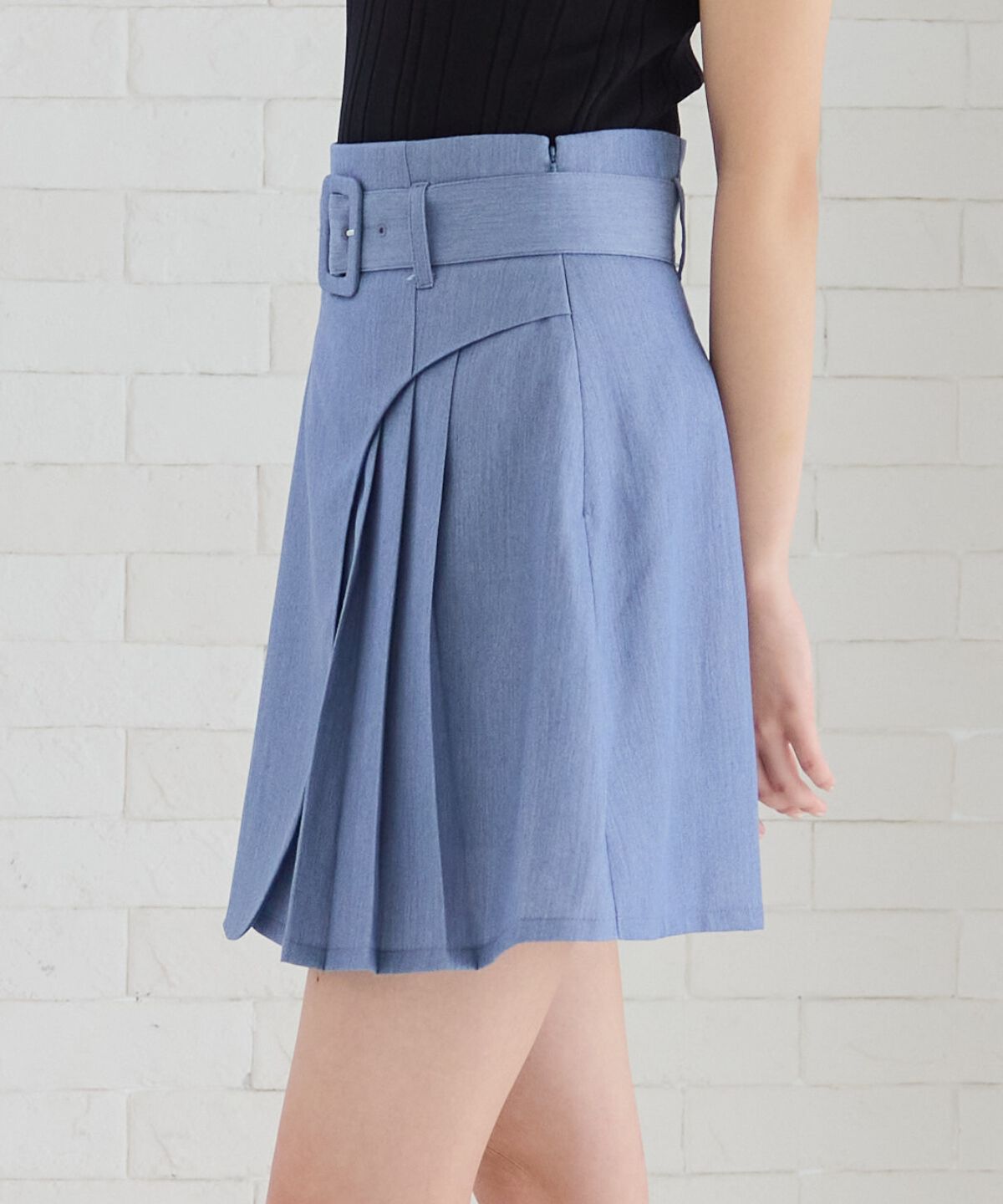 REDYAZEL「ラップデザインアシメプリーツミニスカート」|フレア|