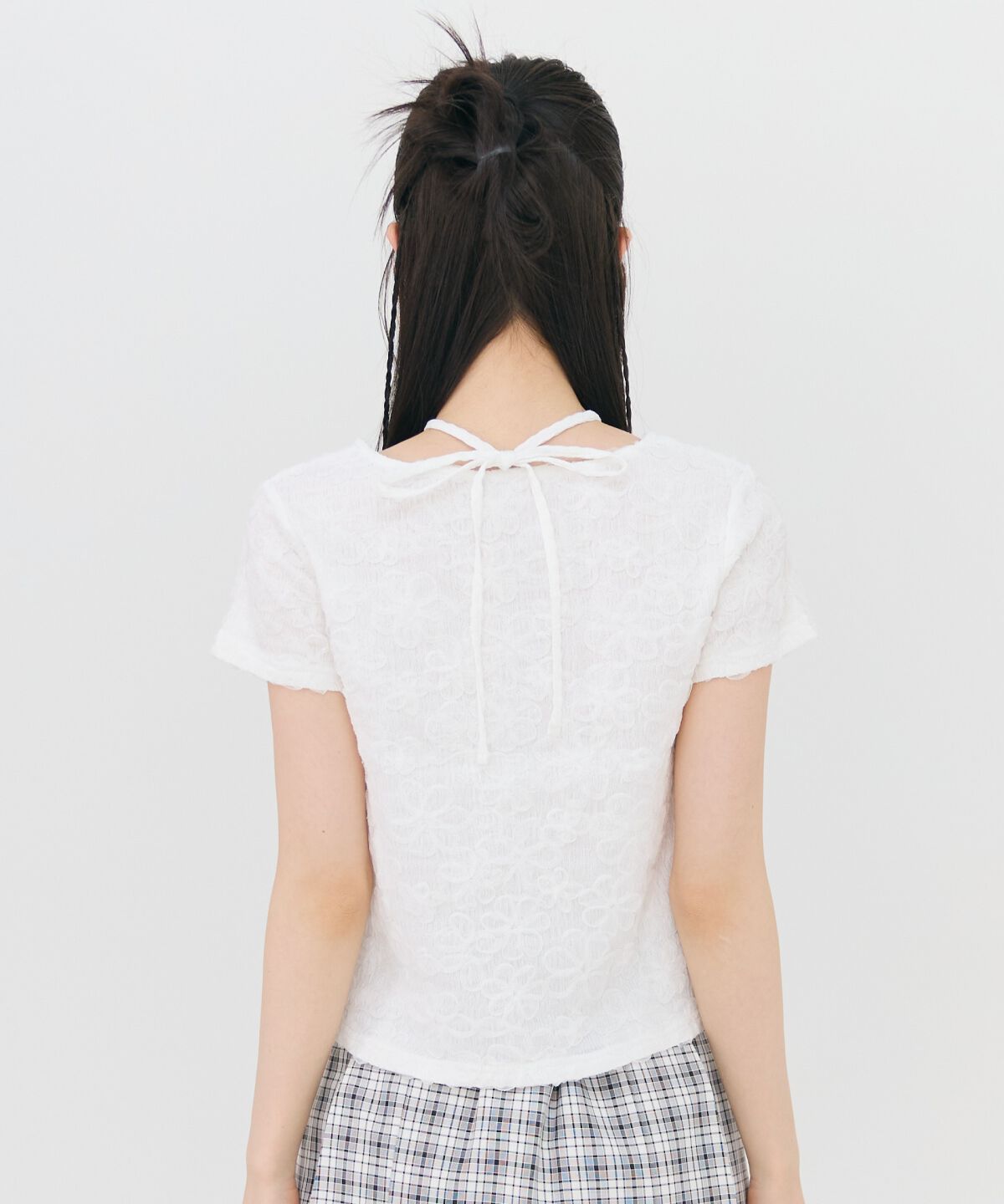 REDYAZEL「3DフラワーレースコンパクトTシャツ」|Tシャツ・カットソー|