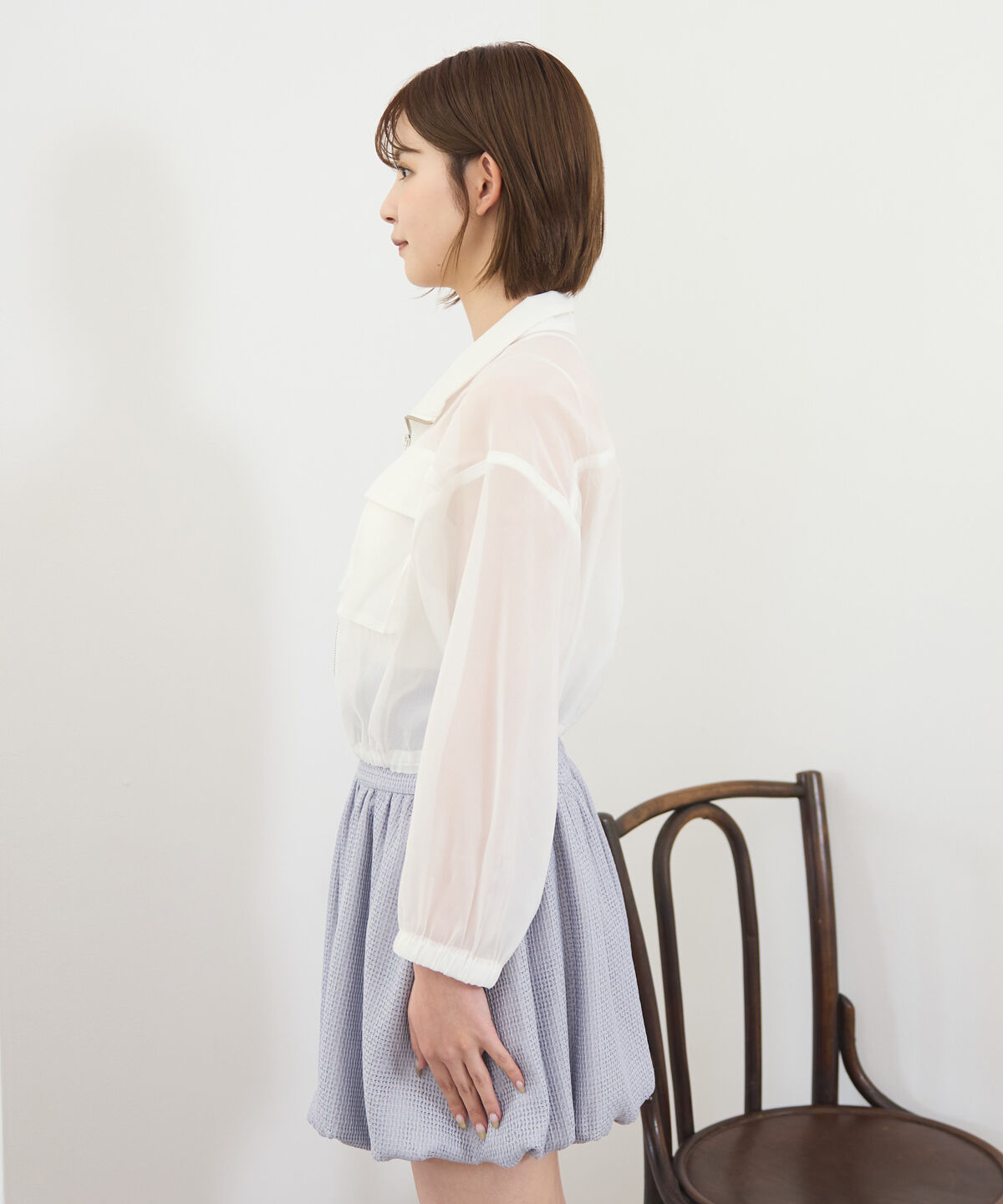 REDYAZEL「フロントポケットシアージャケット」|ノーカラージャケット|