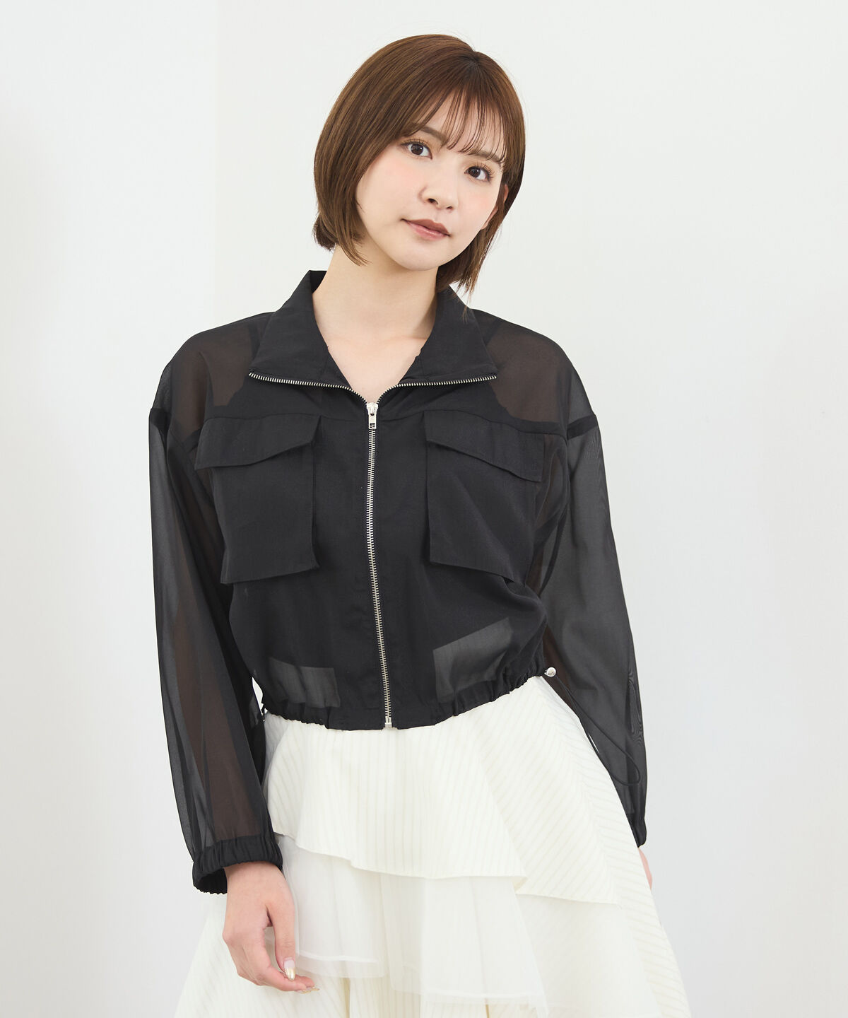 REDYAZEL「フロントポケットシアージャケット」|ノーカラージャケット|