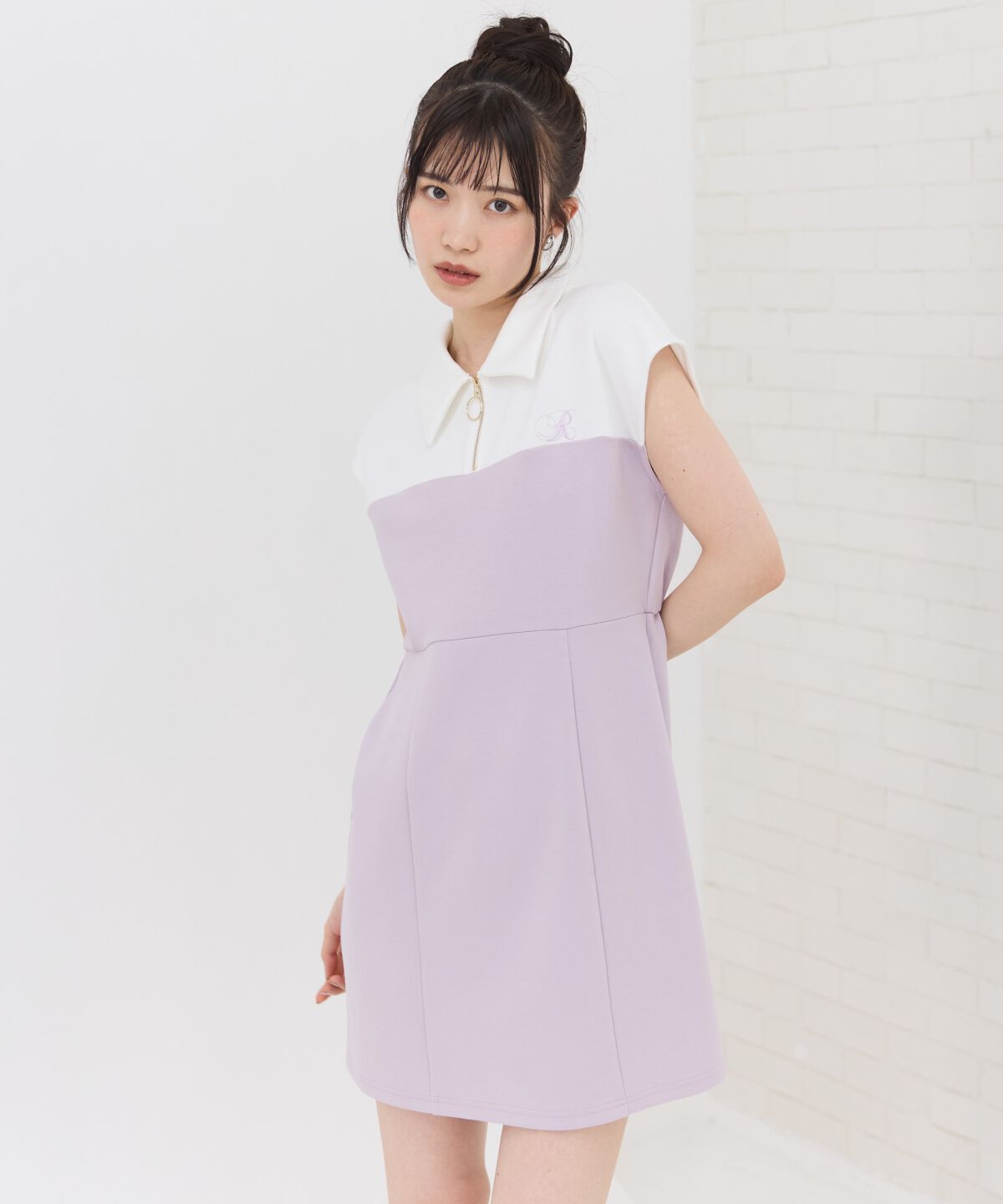 REDYAZEL「バイカラーポロミニワンピース」|ワンピース|ラベンダー