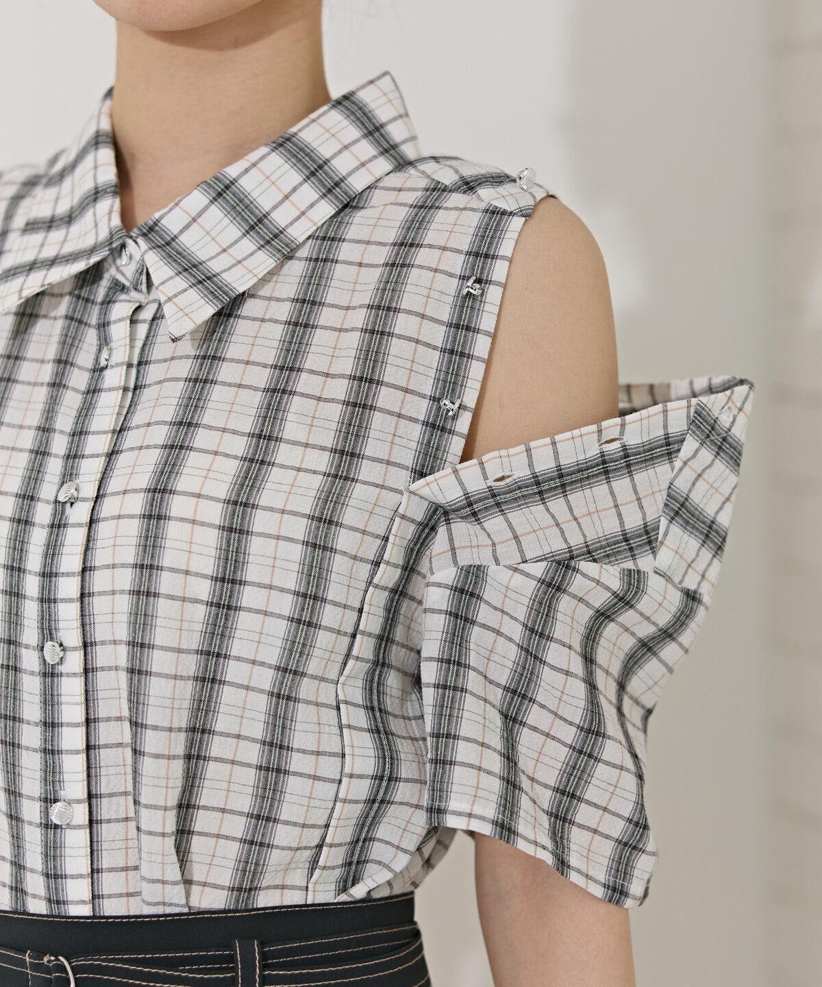 REDYAZEL「2WAYスリーブチェックトップス」|シャツ・ブラウス|
