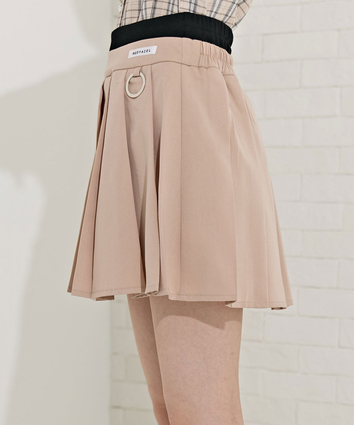 REDYAZEL「Wベルトワイドプリーツミニスカート」|フレア|