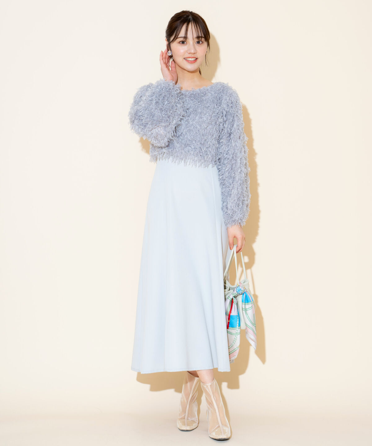 WILLSELECTION「リボンヤーンシャギーニット&times;ワンピース」|ワンピース|