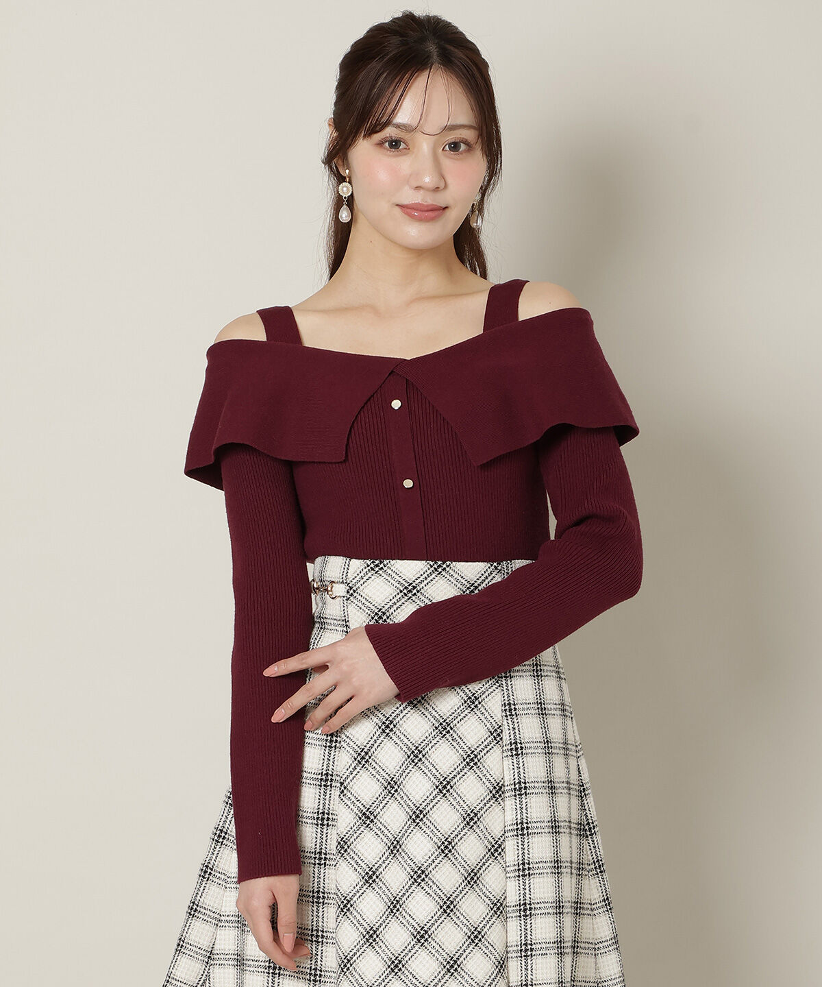 WILLSELECTION「リボンオフショルニットプルオーバー」|ニット・セーター|