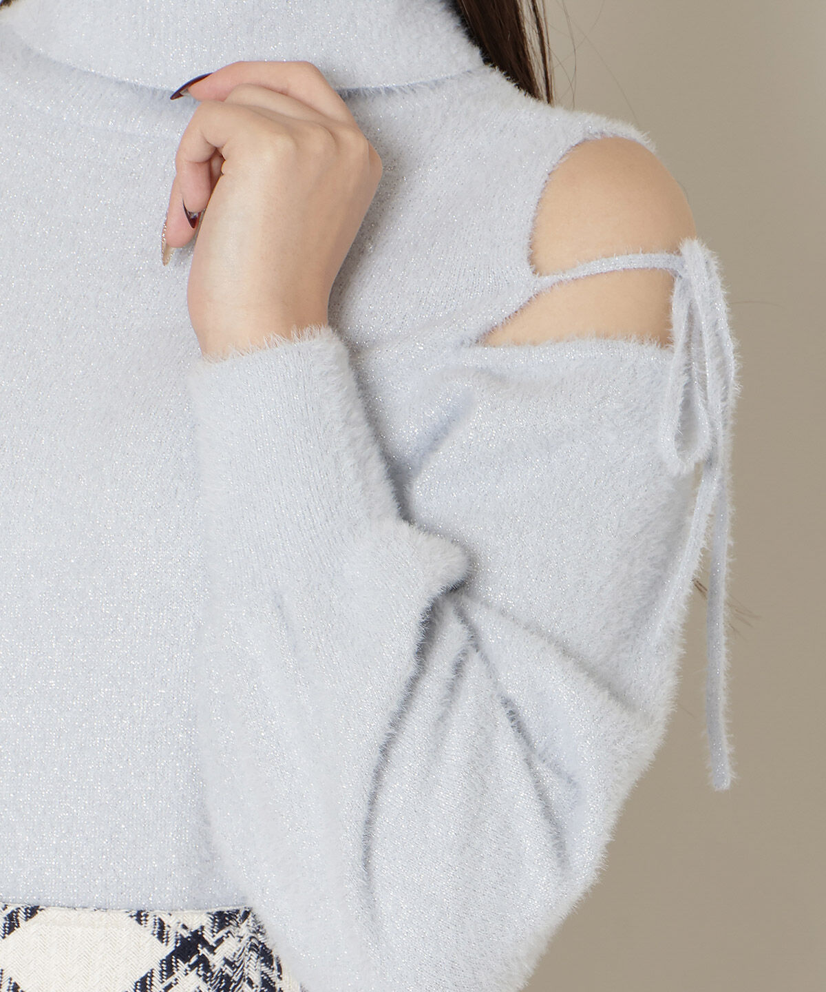 WILLSELECTION「オープンショルダーラメフェザーニット」|ニット・セーター|