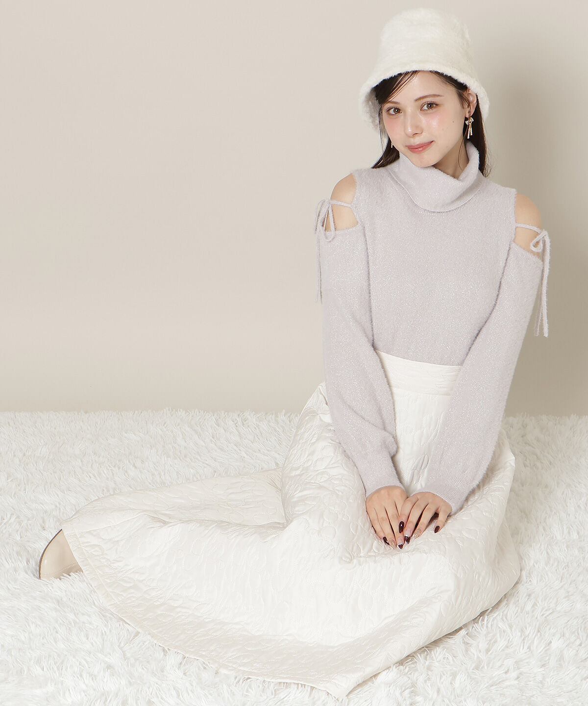 WILLSELECTION「オープンショルダーラメフェザーニット」|ニット・セーター|