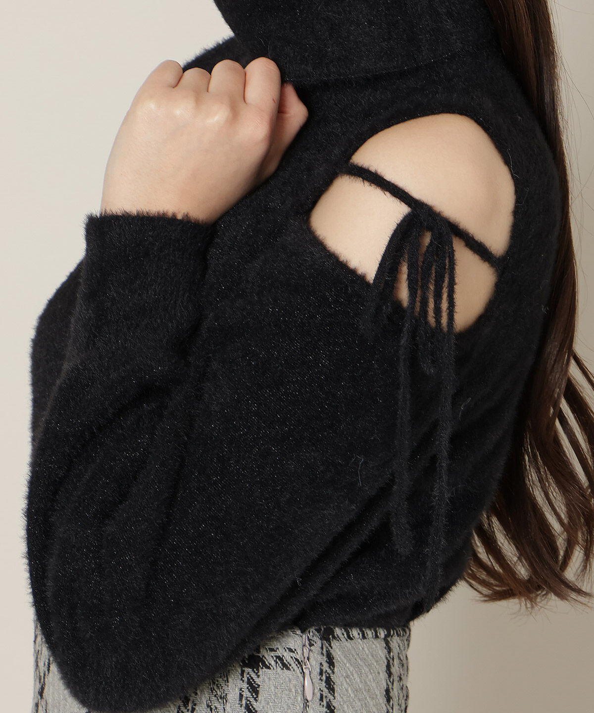 WILLSELECTION「オープンショルダーラメフェザーニット」|ニット・セーター|