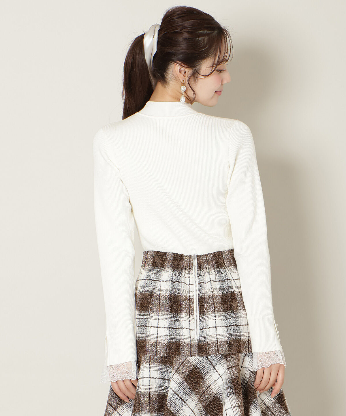 WILLSELECTION「袖口レースハイネックリブニット」|ニット・セーター|
